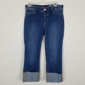 Talbots Dark Blue Cropped Ankle Jeans with Cuffed Hem